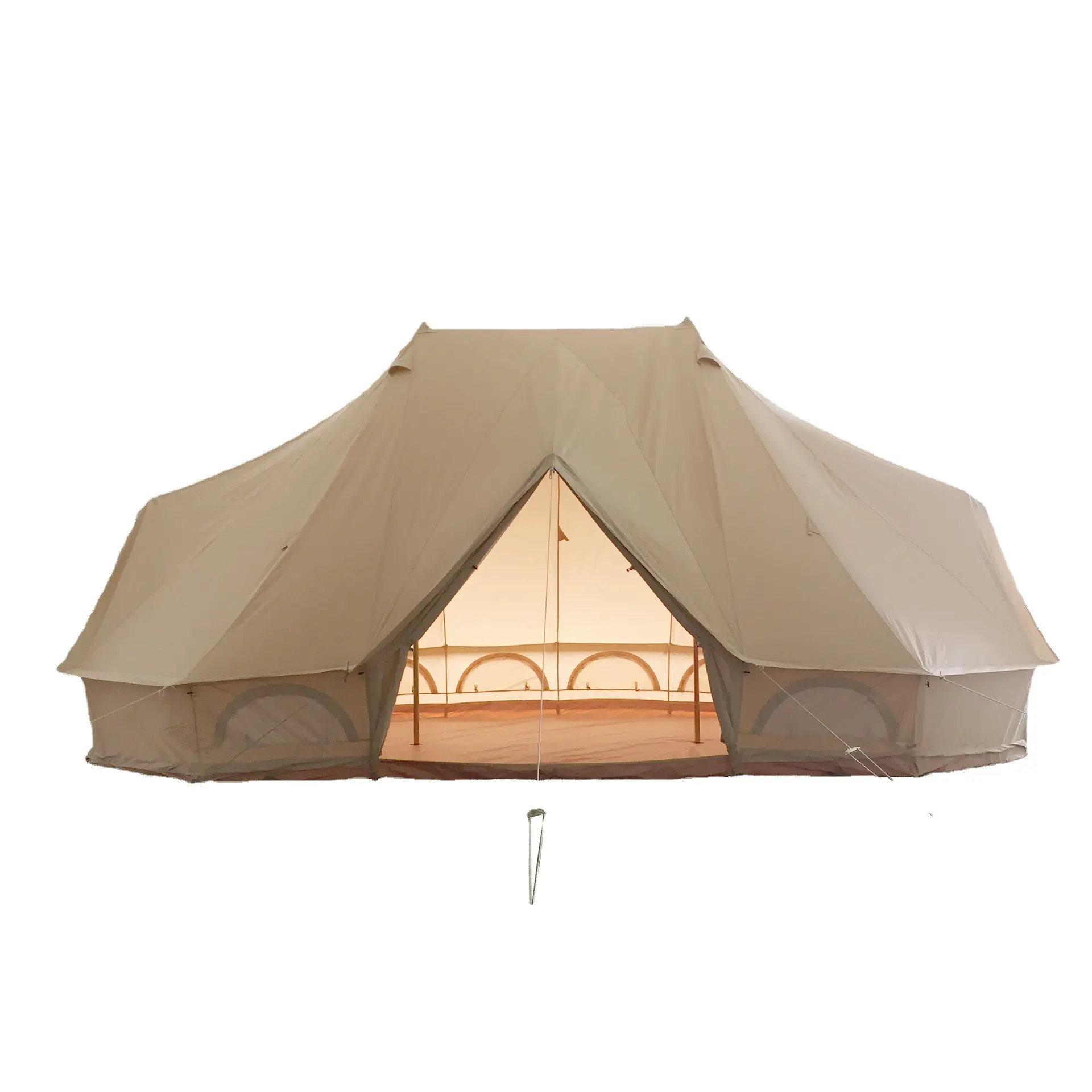 Outdoor Party Luxe Glamping Waterdichte Camping Keizer Bell Tent 6M Breed Twin Tower Canvas Tent