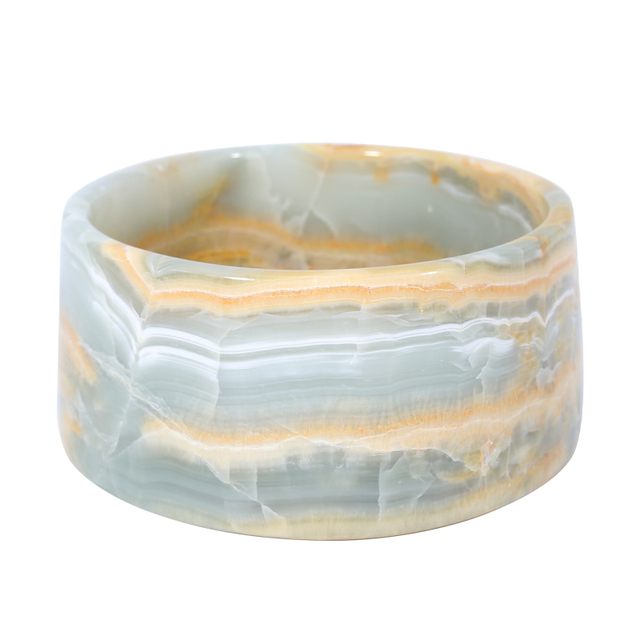 Luxury Polishing Blue Ice Onyx Pet Bowl Onyx Pet Food Bowls