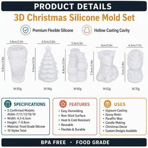 LA Custom Logo 3D Christmas Tree Silicone <b>Candle</b> <b>Mold</b> DIY Gypsum Deer Gnome Snowman Aromatherapy Ornament OEM ODM - Product Image 2