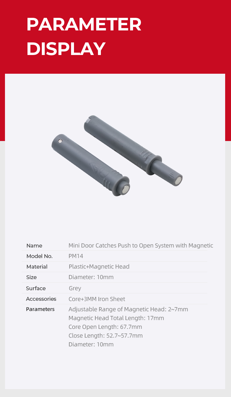 Temax Push to Open System Cabinet Door Damper Rebound with Magnetic PM14
