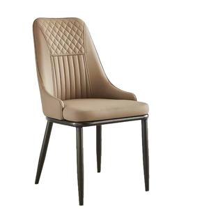 Silla de comedor italiana minimalista de lujo, tapizada en cuero, con respaldo suave, diseño moderno para comedor - Product Image 5