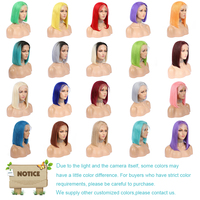 Rambut Palsu Renda Bob Cosplay Pendek Rambut Manusia Warna Biru Wig Rambut Manusia Dewasa