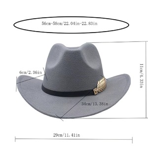 <span class=keywords><strong>Sombrero</strong></span> de Vaquera Clásico Negro de Fieltro Personalizado al por Mayor para <span class=keywords><strong>Mujer</strong></span>, <span class=keywords><strong>Sombrero</strong></span> Fedora Occidental Premium con Pluma Dorada Metálica y Ala Ancha para Fiesta - Product Image 5