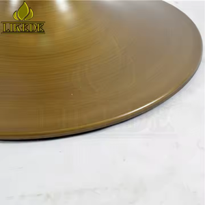 Socle de table en forme de tulipe en laiton antique frotté à la main, cœur en fonte, piédestal en métal pour tables de salle à manger d'hôtel de luxe - Product Image 6