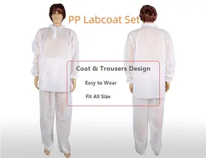 PP Coat Set With Stand Collar Medical Polypropylene Non Woven Coverall Lab Clothing Doctor Disposable Labcoats