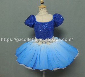 Costumi da Danza per Ragazze, Body Blu con Paillettes per <span class=keywords><strong>Donne</strong></span>, Tutù da Balletto, Abito Corto con Maniche Corte e Paillettes per Bambine, Costumi da Balletto per Esibizioni - Product Image 4