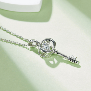 Moissanite Collane con ciondolo con diamanti 0.5 CT danza galleggiante a forma di 925 in argento Sterling collana da ballo per donne gioielli moglie - Product Image 3