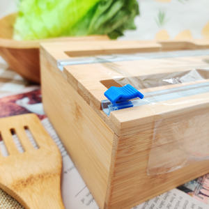 Dispensadores de Papel Film de Bambú Modernos Personalizados al por Mayor, 2 en 1, Cajones de Almacenamiento de Papel de Aluminio, Rectangulares, para Cocina - Product Image 3