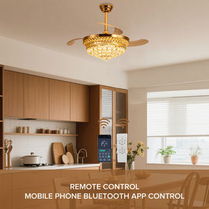 42-inci lampu kristal Modern mewah kipas langit-langit dengan lampu LED & pengendali jarak jauh solusi pemasangan proyek - Product Image 6