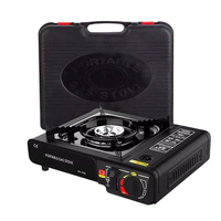 Réchaud de camping portable automatique au butane, brûleur pliable en métal pour barbecues et pique-niques, avec boîte en plastique, four à gaz d'extérieur