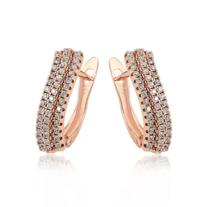 80135 xuping fashion jewelry 2020 clip-on rose gold color inlayed stone earring for women