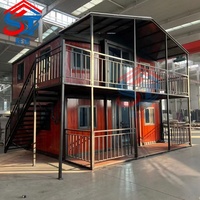 Contenedor Expandible al por Mayor de 20/30/40 Pies, Casa Prefabricada Tipo Hotel, Cabaña con Techo Plano Inclinado, Casa Modular Pequeña, Diseño Personalizado, Panel Sándwich