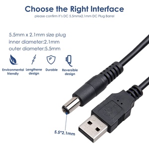DC 5V DC 9V 12V USB 전압 부스트 컨버터 케이블 DC 잭 5.5x2.5mm 또는 5.5x2.1mm - Product Image 3