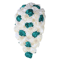 2024 personnaliser couleur cascade goutte d'eau cristal ruban fleur vert émeraude et ivoire luxe mariée Bouquet fleurs de mariage