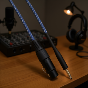 Câble audio mono XLR femelle vers jack mâle 6,35 mm, 3 mètres, bleu et blanc - Product Image 3