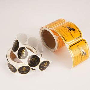 Etiquetas Adhesivas Redondas para Botellas de Vino con Logotipo Personalizado Impreso en Papel Azul con Estampado Dorado para Empaquetado - Product Image 1