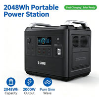Station d'alimentation portable SAMAS 2048Wh, générateur solaire 2000W, batterie au lithium de secours pour le camping en plein air, les camping-cars et la maison
