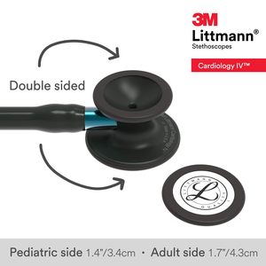 Estetoscopio <span class=keywords><strong>Littmann</strong></span> <span class=keywords><strong>Cardiology</strong></span> IV, 6201, Tubo negro, estetoscopio negro, tallo azul, 3M, 6201 - Product Image 3