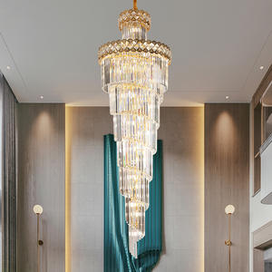 K9-Grandes lampes suspendues en cristal de luxe modernes et claires pour escaliers d'hôtel - Product Image 1