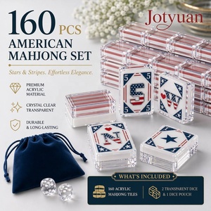Ensemble de Mahjong Américain Artisanal de Luxe Moderne, 160 Tuiles en Acrylique Haute Densité |   Jeu de <span class=keywords><strong>poker</strong></span> portable Jumbo Tiles - Product Image 4