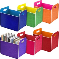 Panier de rangement en feutre coloré, lot de 6, pliable, en tissu, rectangulaire, avec poignée, pour organiser les vêtements, les livres, les jouets d'enfants