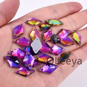 OLeeya 3A Quality Glass Sewing on Rhinestones Rainbow Color Rhombus Shape Bikini Stones Decoration for Leotards <b>Dance</b> <b>Dress</b> - Product Image 3