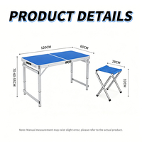 Table de pique-nique pliante d'extérieur en aluminium de 1,2 m de long avec ensemble de chaises