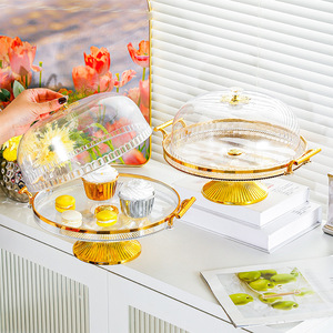 Round Plastic <b>Cake</b> <b>Stand</b> With Lid 2 Piece Set For Dessert Display - Product Image 1