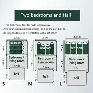 Tente de <span class=keywords><strong>toit</strong></span> pliable portable 096 Full Series, deux chambres, un salon, double couche, avec poteaux en acier, pour extérieur, protection solaire, imperméable - Product Image 6