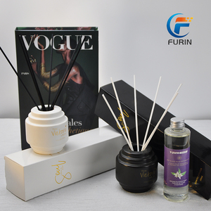 Sang trọng gốm trắng Ware đáy tròn rỗng khuếch tán rõ ràng sậy chai thủy tinh với nắp - Product Image 3