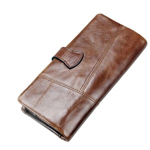Portefeuille long en cuir PU pour femmes, portefeuilles vintage pour chèques avec blocage RFID, <span class=keywords><strong>porte</strong></span>-cartes - Product Image 1