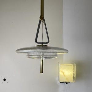 Modern Minimalist Glass Pendant <b>Light</b> Round E27 LED Adjustable Height For Dining Living Room Entryway - Product Image 3