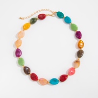 Colliers bohèmes multicolores en résine irrégulière pour femmes, collier ras du cou vintage pour femme, accessoires de mode, bijoux cadeau