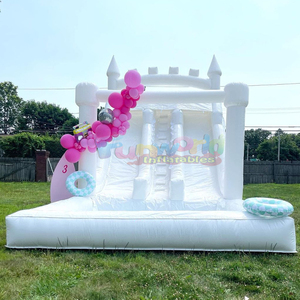 Commercial bounce house combo jumping bouncy castle white inflatable double <b>slide</b> with water <b>pool</b> for kids - Product Image 4