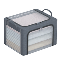 Grand Organisateur de Rangement Pliable pour Placard avec Fenêtres Transparentes Zippées, Étagères et Panier de Rangement Visible pour Vêtements dans la Garde-Robe