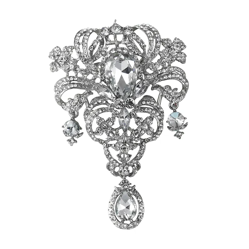 Weiman Jewelry Factory Direkt verkauf Kristall Strass Große Teardrop Dekor Schmuck Broschen für die Hochzeit