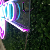 Enseigne néon LED bicolore bleu violet, cadre rond rétro pour restaurant, café, décoration murale, panneau publicitaire commercial