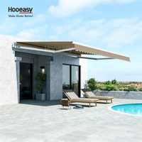 Auvent rétractable manuel en aluminium Hooeasy pour jardin extérieur, montage mural, installation facile, protection solaire