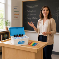 Boîte de rangement pour craies avec couvercle pour fournitures scolaires, étui organisateur de craies en ABS résistant à l'humidité pour la salle de classe