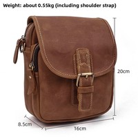 Sac banane/sac bandoulière homme en cuir véritable vintage Crazy Horse marron, style rétro européen-américain, pour l'été et les activités de plein air