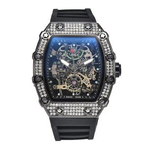 Spot Wholesale Cross-border Foreign Trade Richar Diamond Star Barrel Fashion Personality Quartz <b>Watch</b> Men Alloy Silicone - Product Image 4