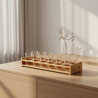 Présentoir Rustique en Bois Élégant pour Tasses, Organisateur de Rangement en Bambou pour Verres, Outil de Service de Cuisine Intérieur