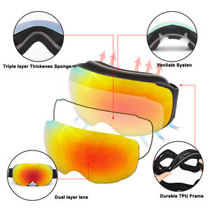 משקפי סקי שכבות כפולות UV400 נגד ערפל מסיכת סקי גדולה משקפי סקי גברים נשים משקפי סנובורד שלג - Product Image 3