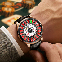 Montre mécanique en acier inoxydable unisexe PINDU Designs avec mouvement NH35A SEIKO, surface diamantée, étanche, bracelet en cuir 22 mm