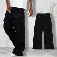 Venta caliente Pantalones de mezclilla de pierna ancha personalizados Pantalones vaqueros de hombre negros sueltos apilados Nuevo estilo Pantalones vaqueros de ajuste holgado para hombres