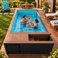 Piscine hors sol en fibre de verre de 20 pieds x 40 pieds avec cascade extérieure, vue panoramique, jacuzzi et spa, idéale pour les villas de villégiature haut de gamme