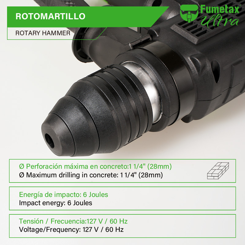 Fumetax High-performance DC Motor Electric Hammer Drill 6J Impact Energy Max Drilling Diameter 11/4 (28mm) Electric Tools Set · image 3