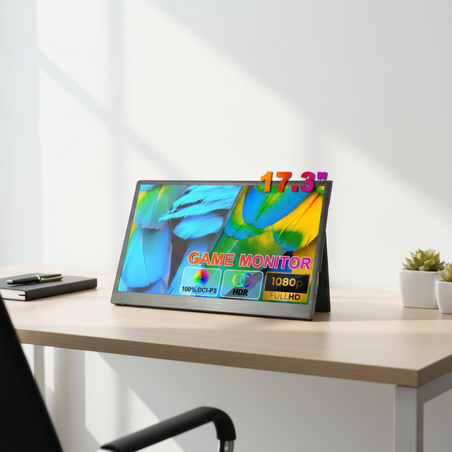 SIBOLAN 17.3 Inch 1080P Ultra Thin Portable Monitor Full HD IPS Eye Care Anti-Blue Light USB-C Power for Laptop PC Phone