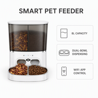 Distributeur automatique de nourriture pour animaux de compagnie intelligent avec contrôle par application WiFi, 8L, double bol, contrôle des portions programmé avec enregistreur vocal