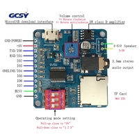 Module de lecture vocale A14M DY-SV5W pour lecteur de musique MP3, amplificateur de lecture vocale 5W, carte SD/TF intégrée, déclencheur UART I/O